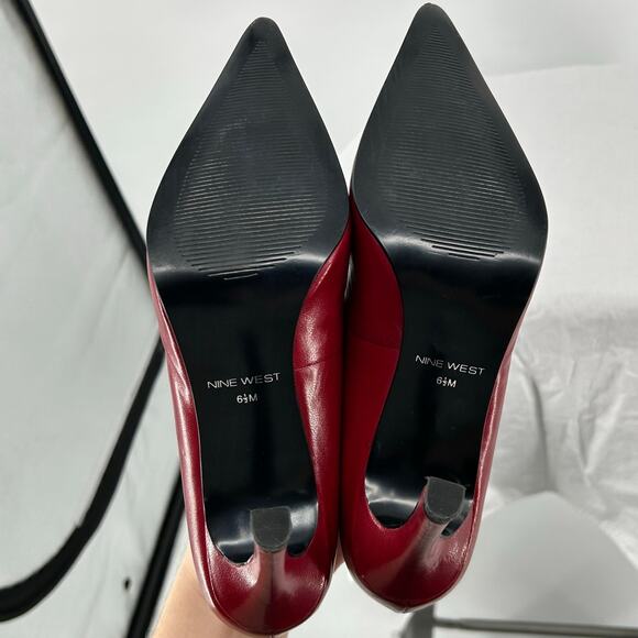 Vintage y2k Women's Red Leather Nine West Pointed Toe Stiletto Heel Pumps 6.5M - Picture 8 of 8